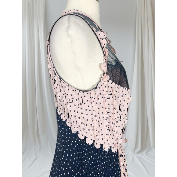 Byron Lars Beguile Navy Pink Laser Cut Sheath Dress – Size 6, Elegant Lace - Picture 7 of 11